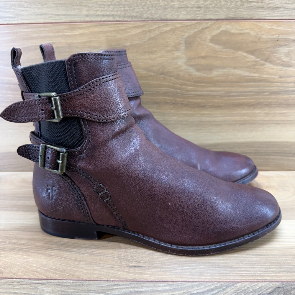 Frye Anna Gore Ankle Boots Womens‎ 6 M Buffalo Chestnut Biker Festival Modern